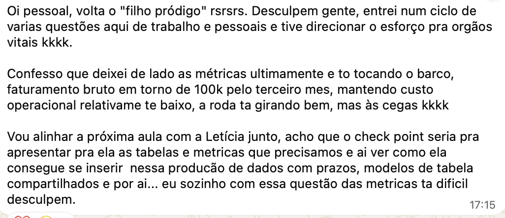Depoimento sobre resultados, faturamento e acompanhamento de métricas após a mentoria